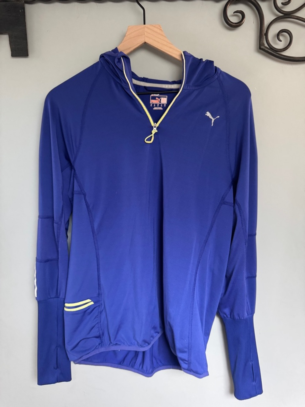 Puma Blue Half-Zip Top with Yellow Trim
